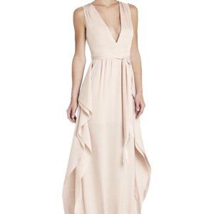 BCBG Suzanne Bare Nude Pink Deep V Dress + wedding guest